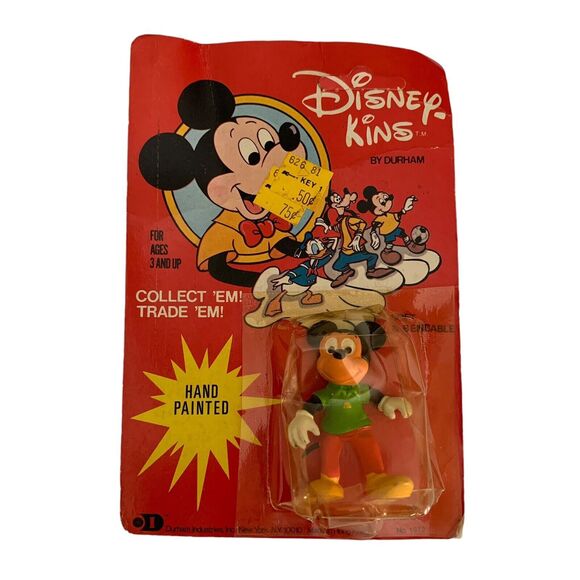Vintage Durham Disney-KINS Hand Painted  Mickey Mouse Figure Toy Bendable NOS - Picture 1 of 5